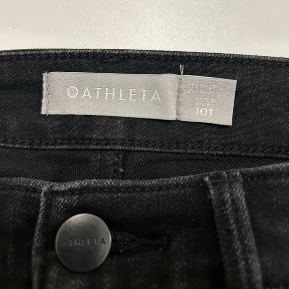 Athleta Sculptek Size 10T Tall Black Jeans With Metallic Stripe - Picture 4 of 6